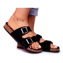 EVE Női papucs parafán, csatokkal Fekete Si Senor