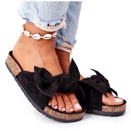 PS1 Kordbársony papucs fekete nyári parafán