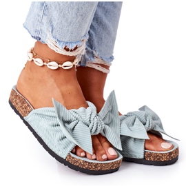 PS1 Kordbársony papucs menta nyári parafa zöld