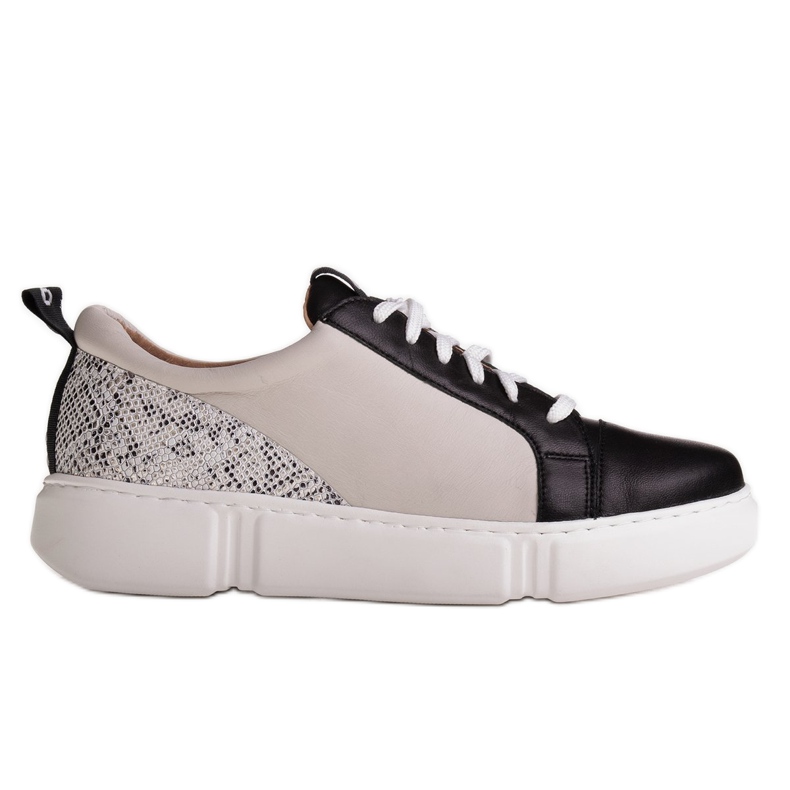 Marco Shoes Fekete könnyű bőr cipők betéttel bézs