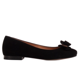 Marco Shoes Fekete velúr balerinák íjjal Marco Shoes Fekete velúr balerinák íjjal