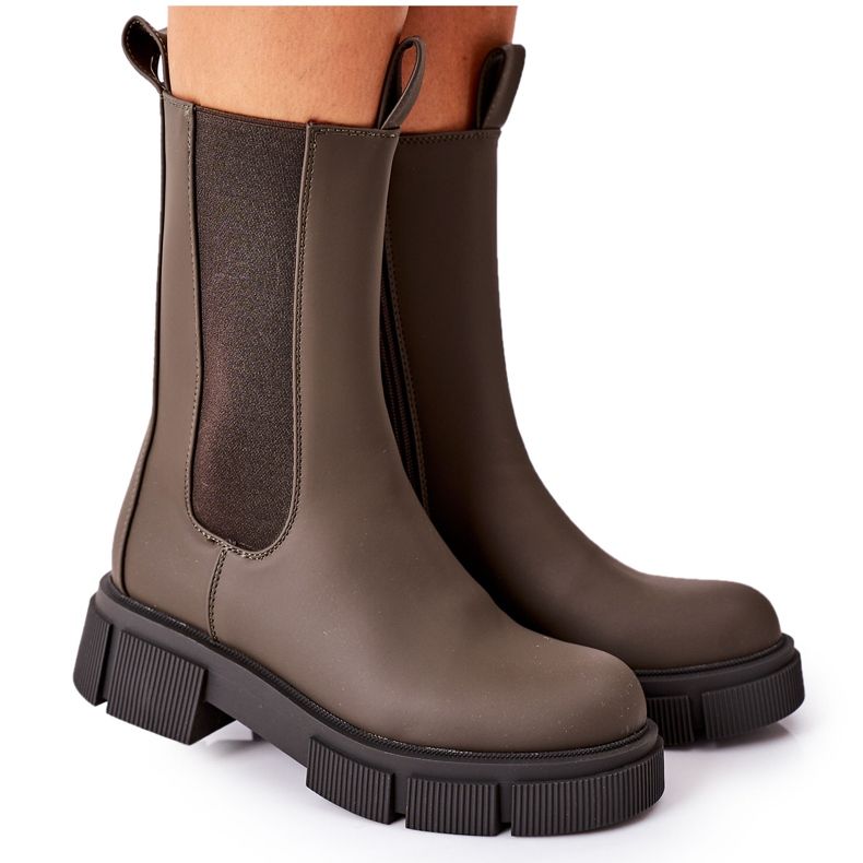 PS1 Meleg csizma Sötétzöld Jodhpur csizma barna