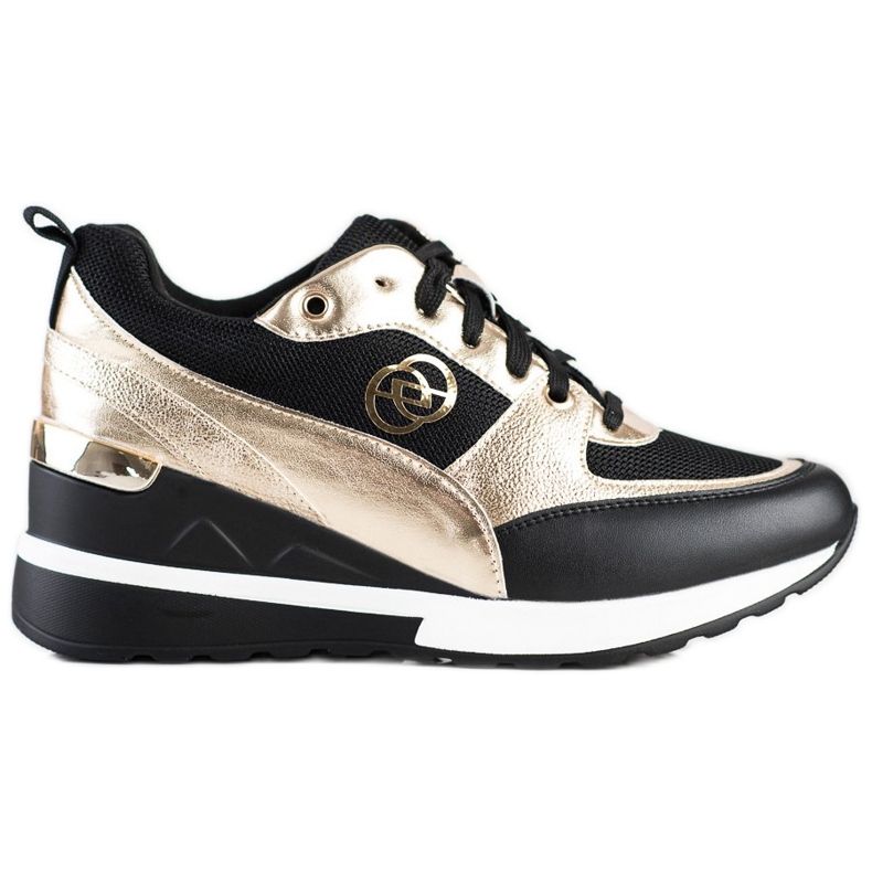 Evento Divatos ék cipők fekete aranysárga