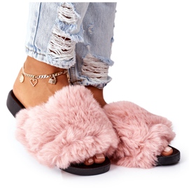 FJ1 Gumi papucs rózsaszín puha szőrrel