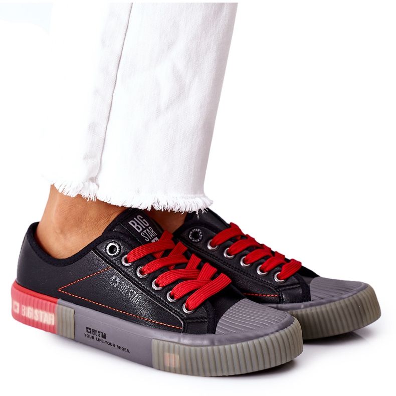 Női bőr cipők Big Star II274134 Fekete piros