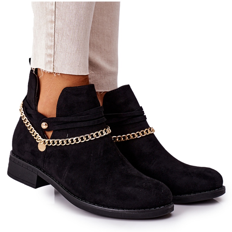 PS1 Fekete Elvira velúr csizma lánccal