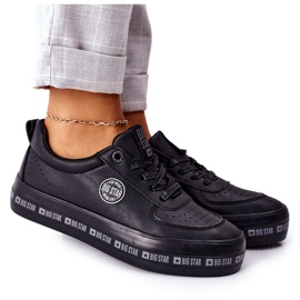 Bőr cipők a Big Star II274074 fekete platformon