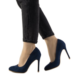 Navy blue szivattyúk a Dermeno sarkán kék Navy blue szivattyúk a Dermeno sarkán kék