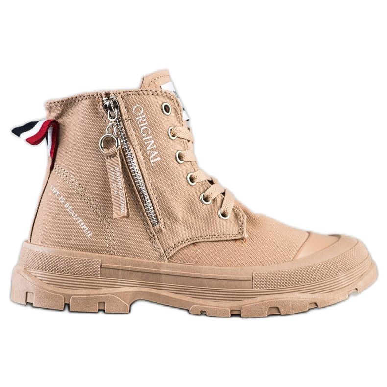 Goodin Cipők dekoratív cipzárral bézs