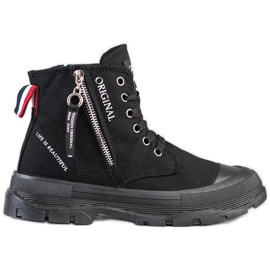 Goodin Cipők dekoratív cipzárral fekete