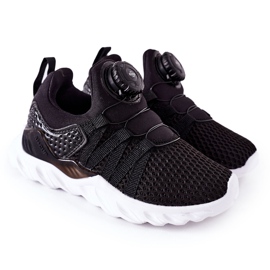 Gyermek sportcipő ABCKIDS gombbal, fekete