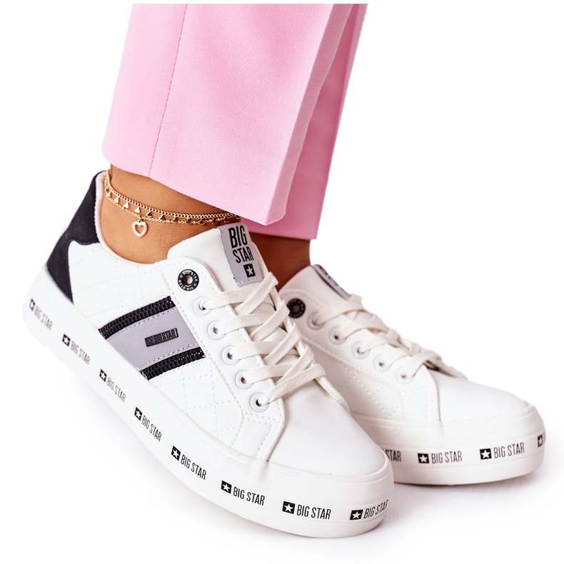 Bőr cipők a Big Star II274071 fehér platformon