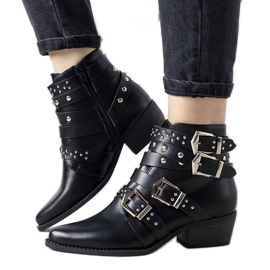 Fekete cowboycsizma Ergost csíkokkal