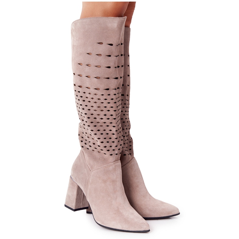 Lewski Shoes Áttört csizma Lewski Cipő 2847 / B Beżowe bézs