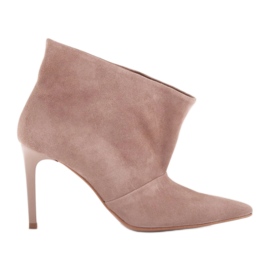 Marco Shoes Bőr csapok meghosszabbított elöl bézs