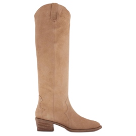 Marco Shoes Iolanda cowboy csizma dekoratív varrással bézs