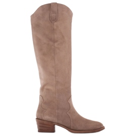 Marco Shoes Iolanda cowboy csizma dekoratív varrással bézs