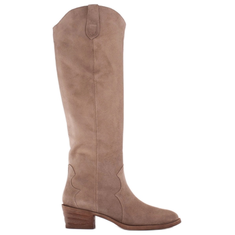 Marco Shoes Iolanda cowboy csizma dekoratív varrással bézs