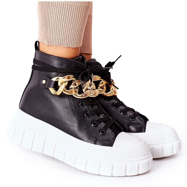 PB1 Magas cipők a fekete La Rocca platformon