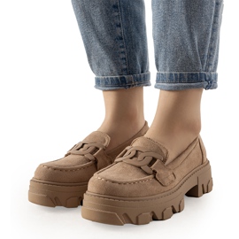 Bézs mokaszin magas Perla talpon