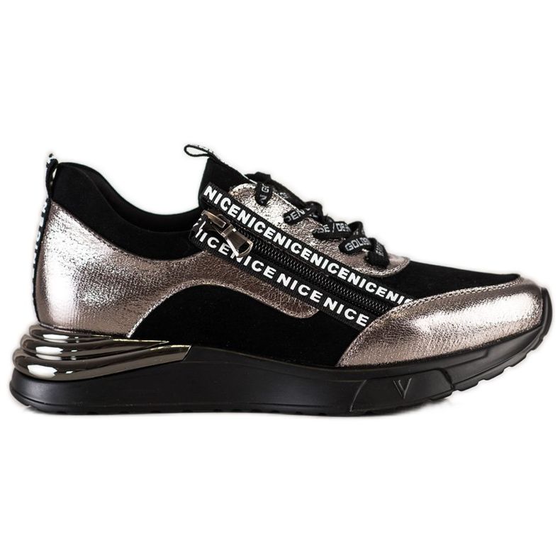 VINCEZA cipzár cipzárral fekete aranysárga