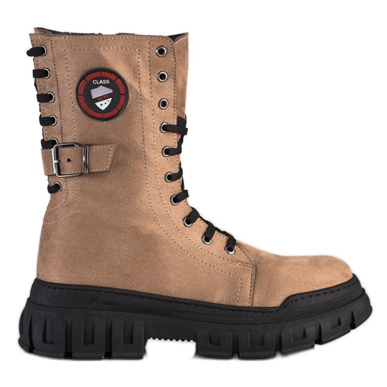 SHELOVET Velúr csizma a platformon barna