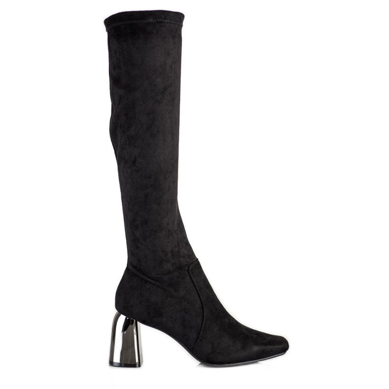 M.Daszyński Stílusos magas sarkú csizma fekete