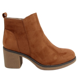 Barna széles sarkú csizma 9B1003 Khaki