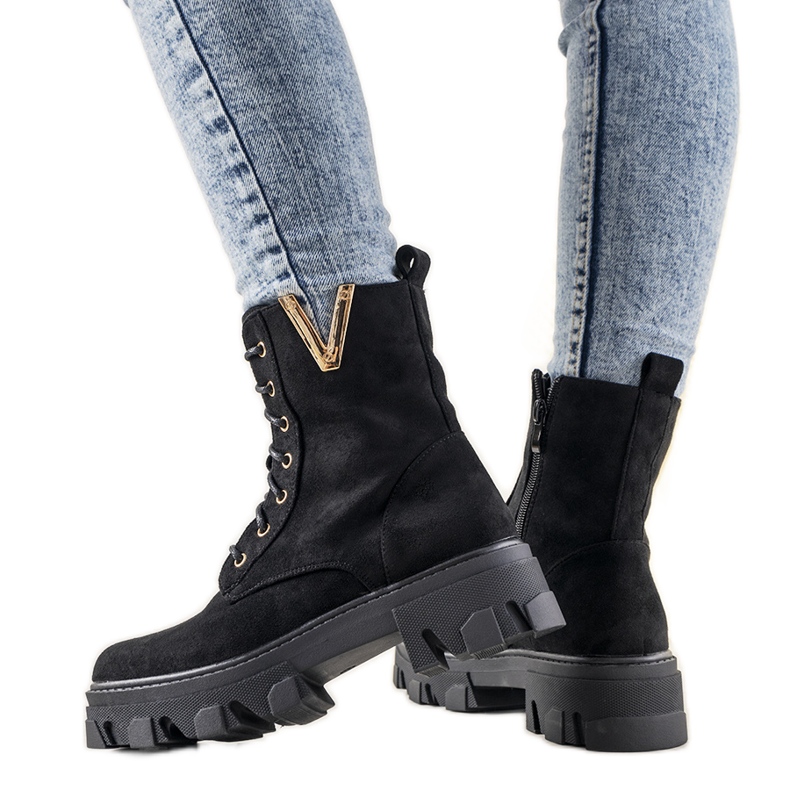 Fekete csizma magas Rudes talpon