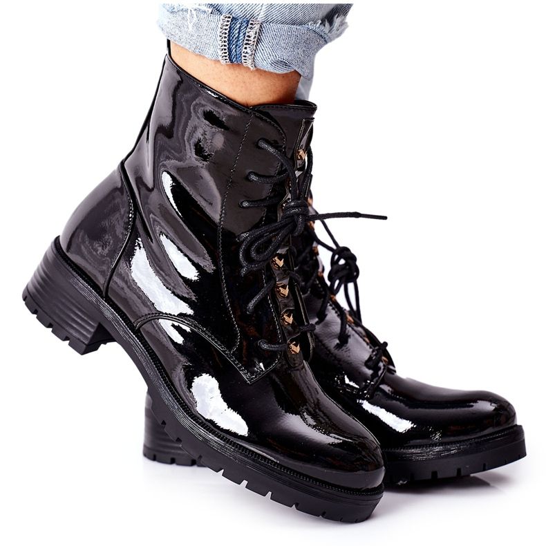 S.Barski Női Csizma Lakkozott Fekete Maniana