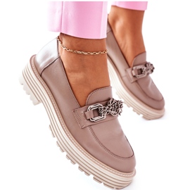 Női Brogues Cipők Bőr Sötét Bézs Laura Messi 2383 Női Brogues Cipők Bőr Sötét Bézs Laura Messi 2383