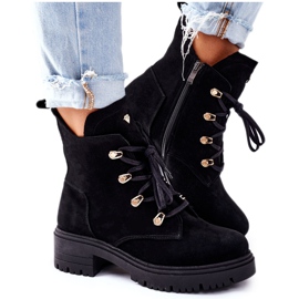 Női velúr fekete csizma Nicole 2674