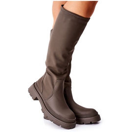 S.Barski Női khaki, mi folyik a magas csizmában zöld