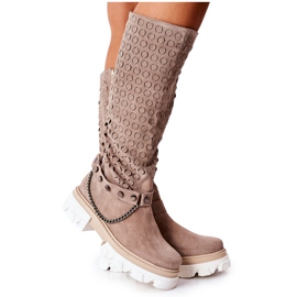 Lewski Shoes Női bőrcsizma Lewski Cappuccino Suede 2866 barna