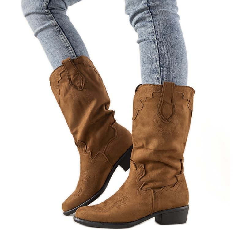Camel LuckyShoes cowboy csizma barna