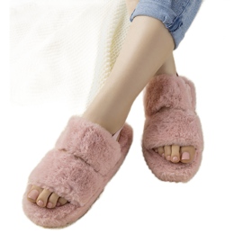 Rózsaszín női papucs rugalmas gumiszalaggal és Rosales szőrmével Rózsaszín női papucs rugalmas gumiszalaggal és Rosales szőrmével