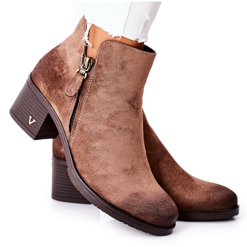 Vinceza Női csizma Velúr bézs Bellarena barna