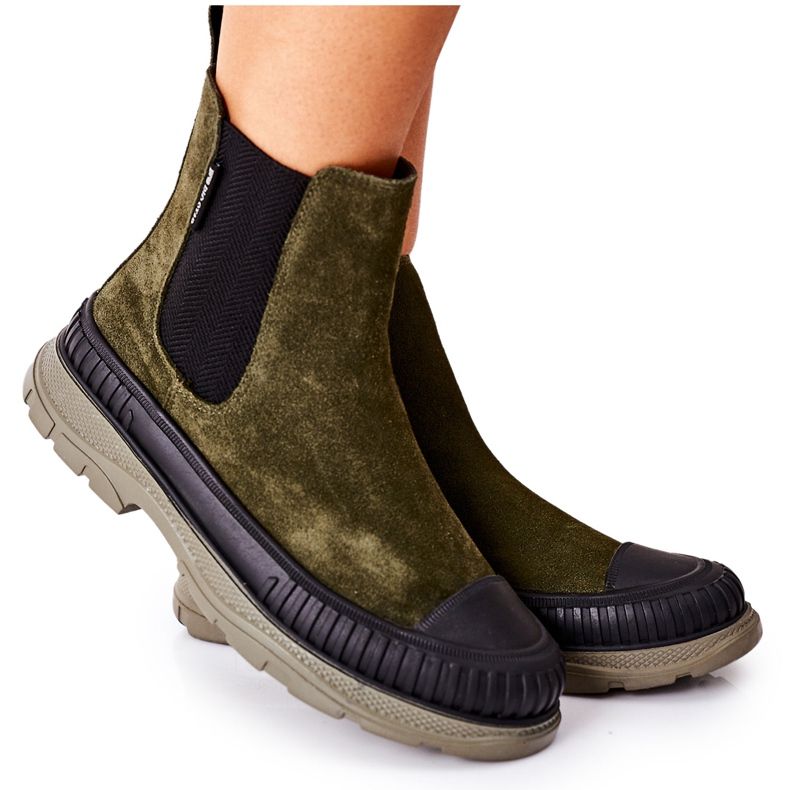 Női csizma Chelsea csizma Bőr Suede Big Star II274355 Khaki zöld