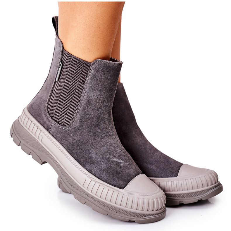 Női csizma Chelsea csizma Bőr Suede Big Star II274353 Szürke