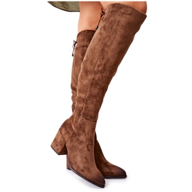 Vinceza Női csizma a sarkán Suede Brown Corrig barna khaki