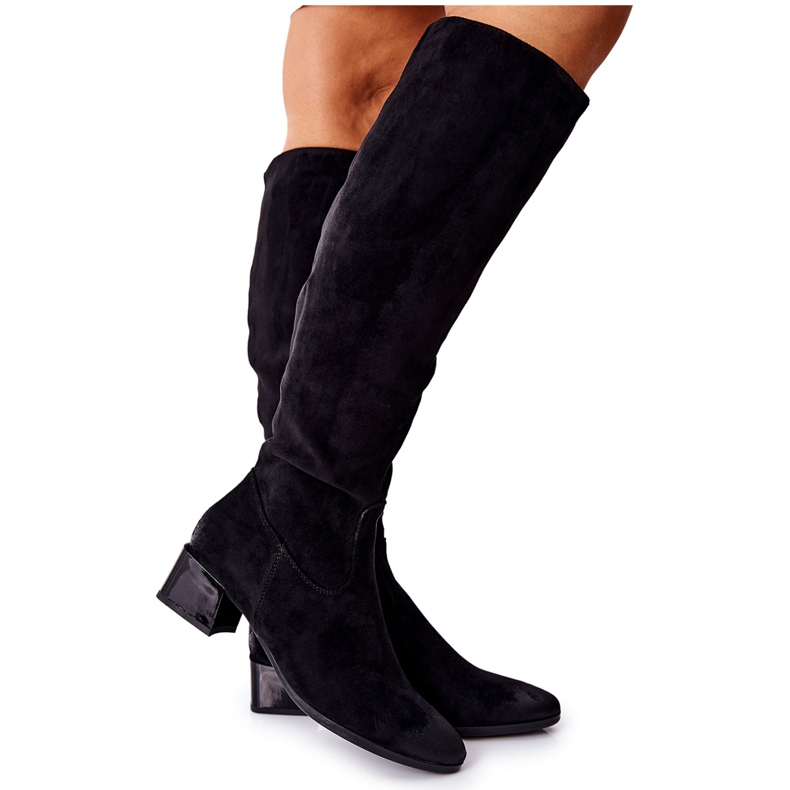 Vinceza Női Csizma Magas sarkú Velúr Fekete Bolea