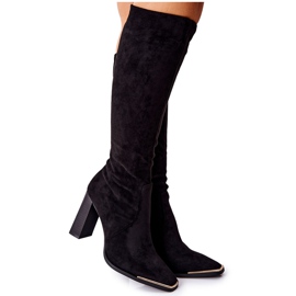 PS1 Női meleg csizma Arany orrú fekete Puentos