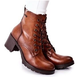 Vinceza Meleg női csizma sarkú teve Dunaff barna