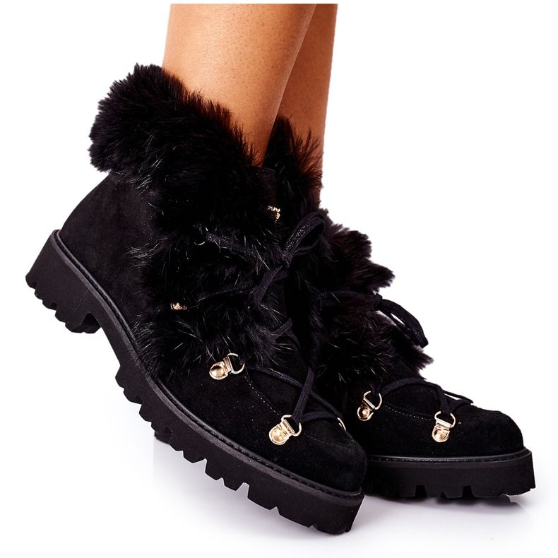 Női Velúr bőr csizma Nicole Black 2680/028 fekete