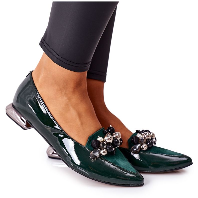 Női balerinák Laura Messi bőrzöld 2157