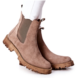 Bőr csizma Jodhpur csizma Nicole Brown Brace barna