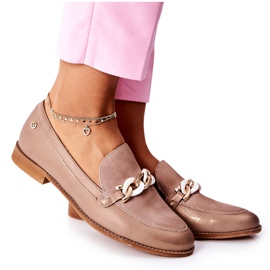 Női Brogues Maciejka lakkozott cipők bézs 4099B-04 / 00-1