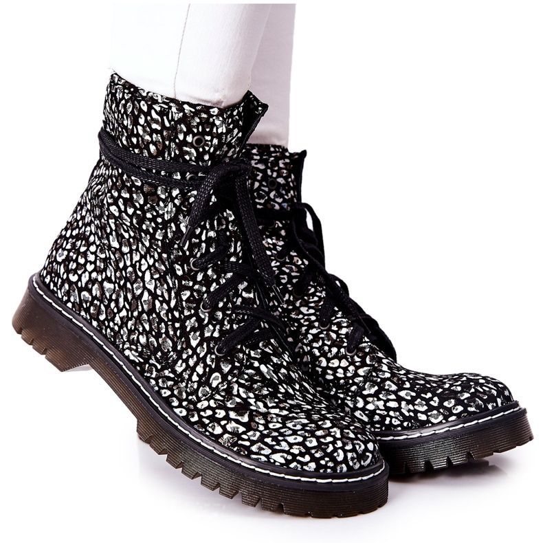 Női csizma Glany Workers Maciejka Black-White 01609-48 fehér fekete