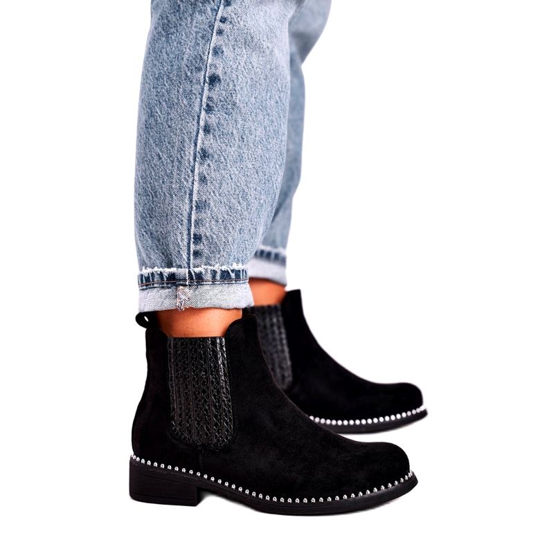 Női csizma Jodhpur csizma Suede Black Meagan fekete