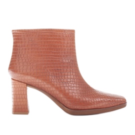 Marco Shoes Kombinált csizma kétféle bőrből barna